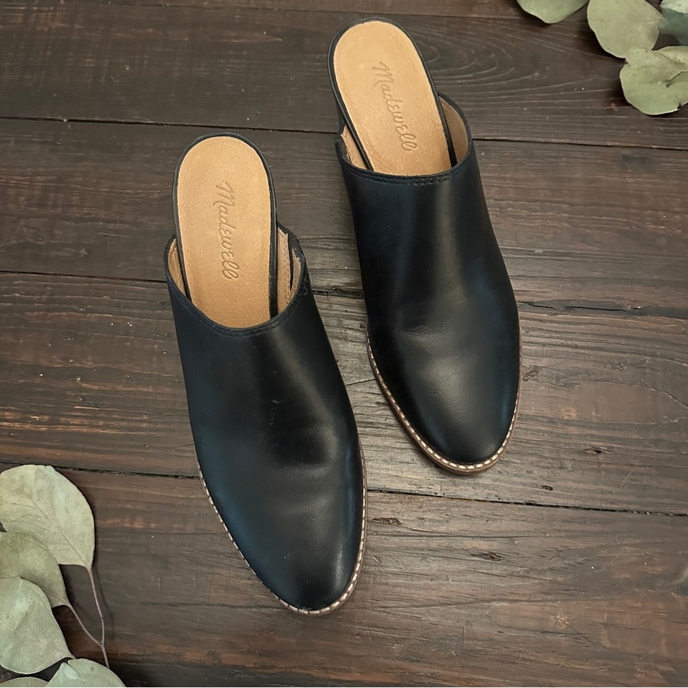 Madewell Black Leather Mules